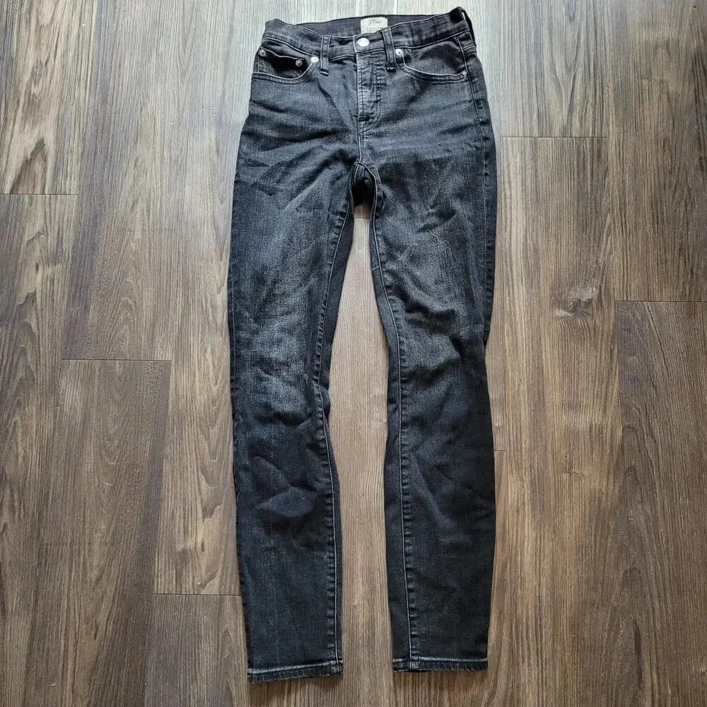 J Crew Womens Straight Jeans Size 24 Gray Cotton Denim 9" High-Rise Toothpick